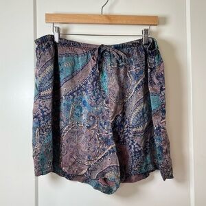 Victoria’s Secret Vintage 90s Gold Label 100% Silk Boho Blue Paisley PJ Shorts 🦚